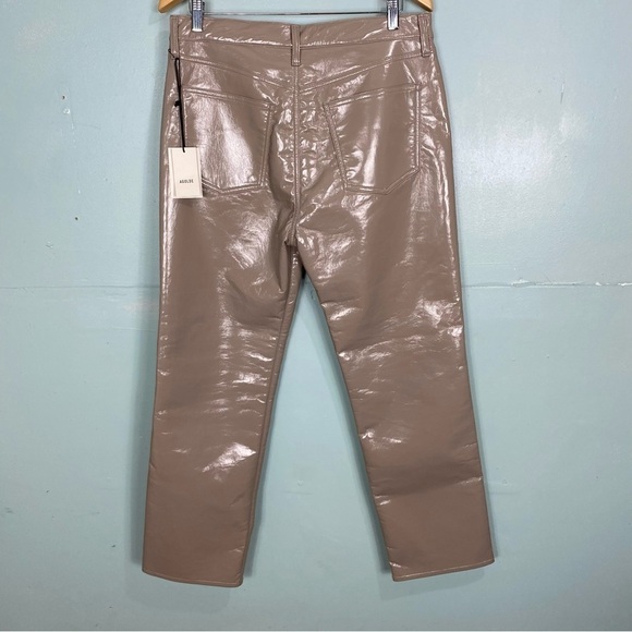 Agolde Recycled Leather 90s Pinch Waist Sz 31 Quail Patent Beige‎ - Picture 4 of 7